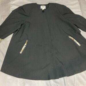 HP Elegant Black Blazer with Animal Print Accents